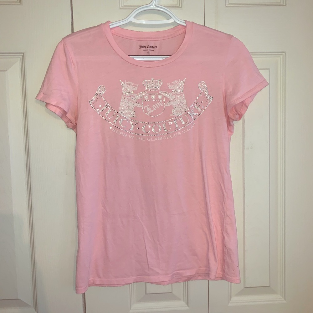Juicy Couture Rhinestone Classic Tee Light Pink